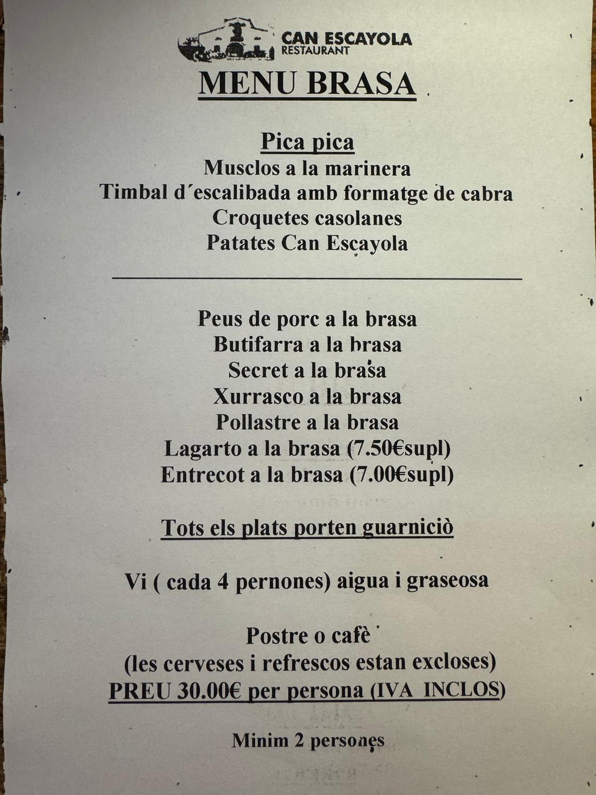 Menú Brasa